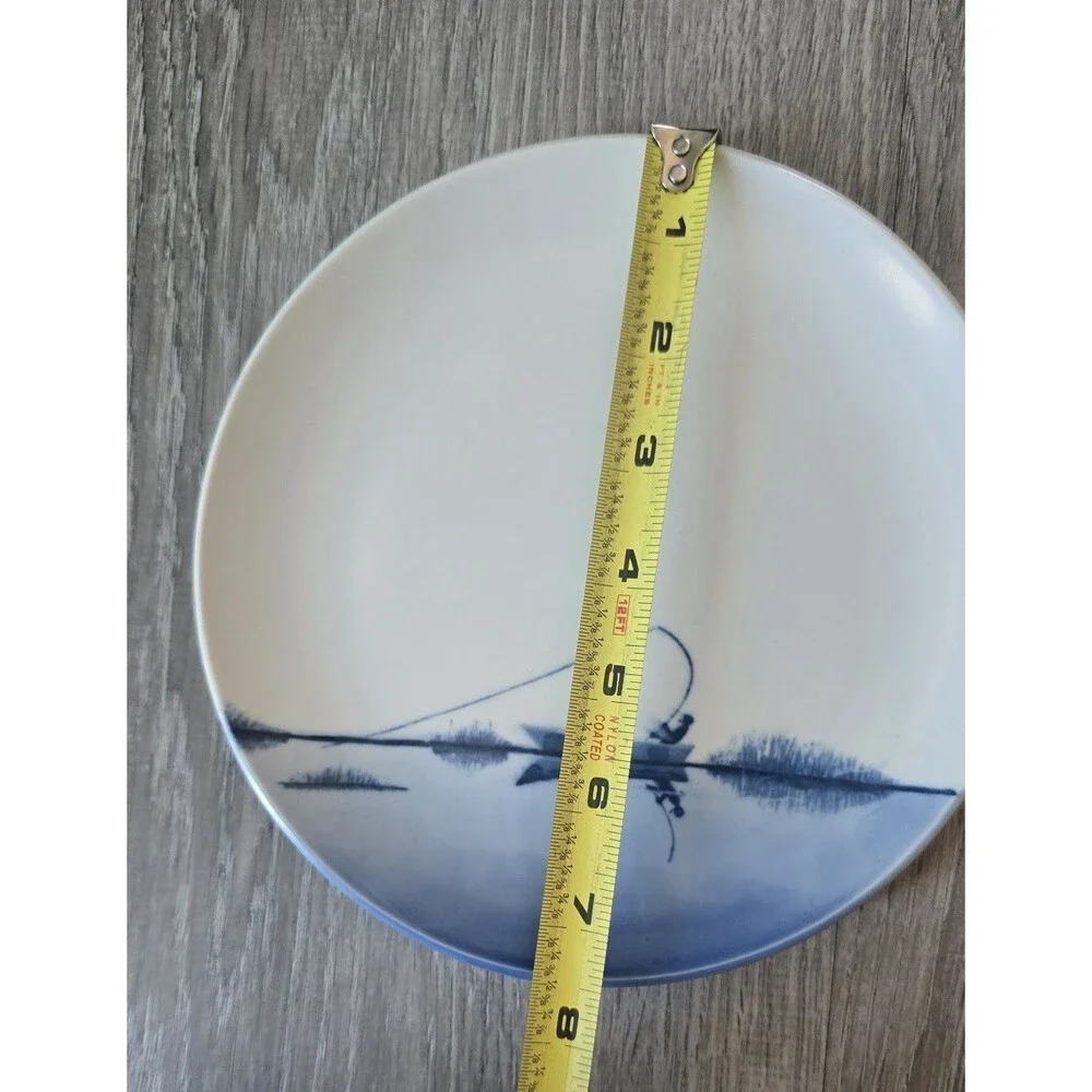 Blue White Fishing Lake On Pottery Wall / Salad Plate 7.5